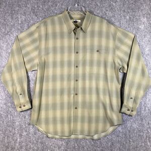 Tommy Bahama Mens 100% Silk Shirt XL Sage Green Plaid Long Sleeve Button Up